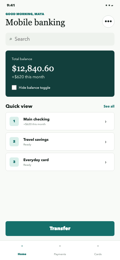 Mobile banking clean control