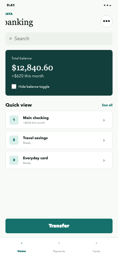 Mobile banking with viewport cropping