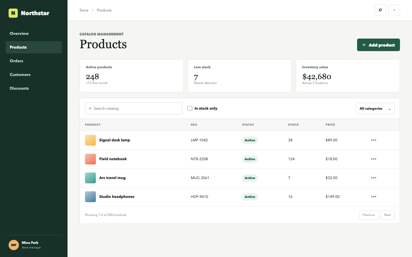 Commerce catalog clean control