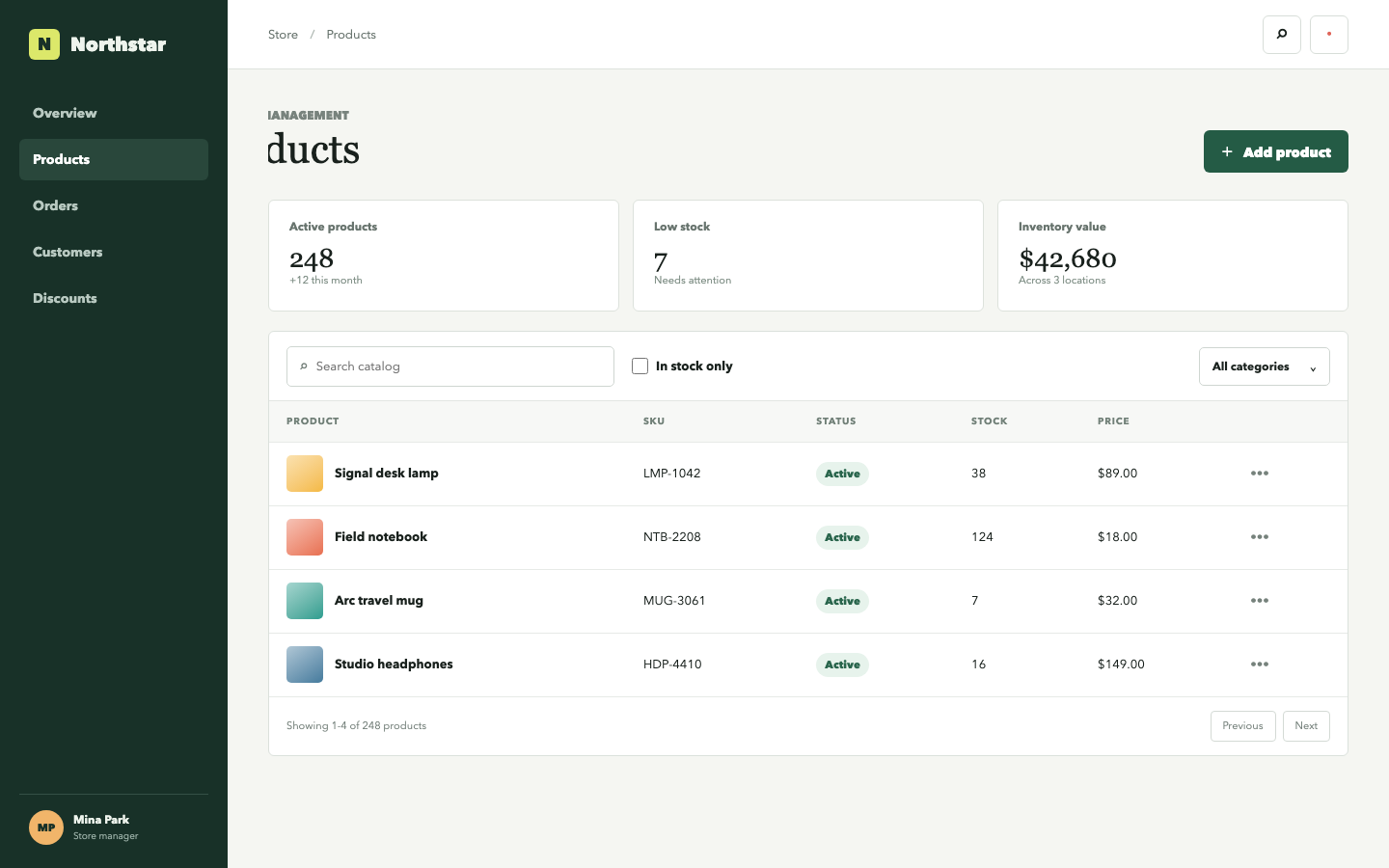 Commerce catalog with container clipping